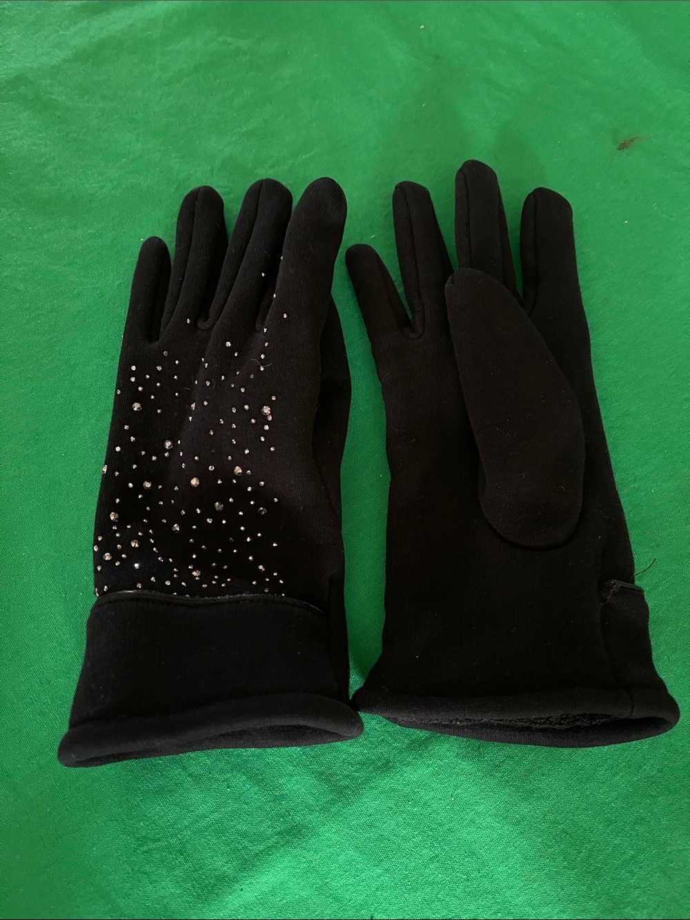 Black Women's Rhinestone Winter Gloves